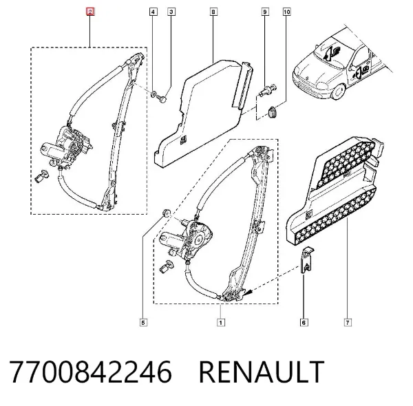 Стеклоподъемник передней правой двери 7700842246 Renault (RVI)