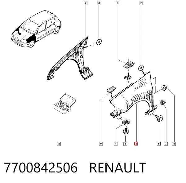 Крыло переднее левое 7700842506 Renault (RVI)