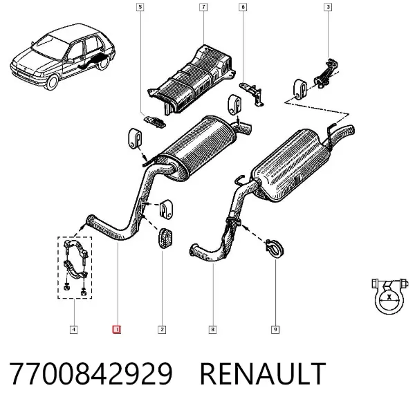 Глушитель задний 7700842929 Renault (RVI)