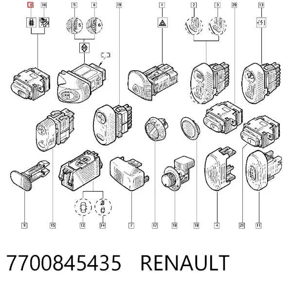 Кнопка блокировки дверей 7700845435 Renault (RVI)
