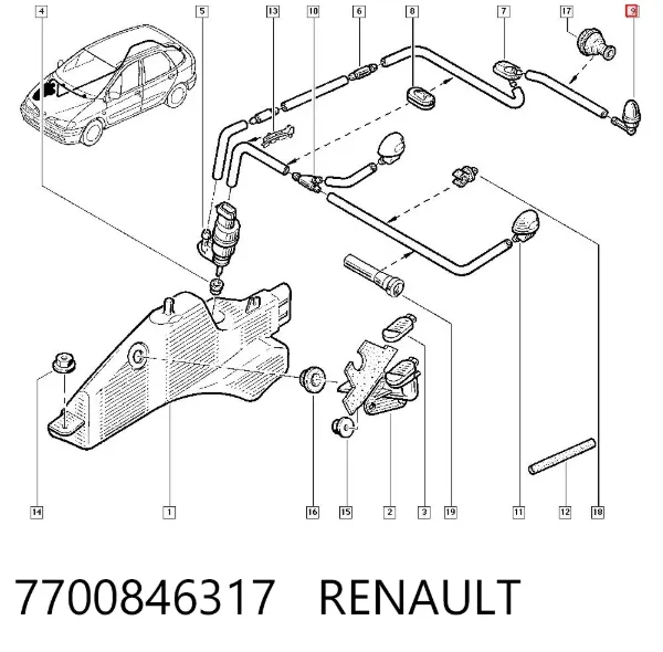 Форсунка омывателя заднего стекла 7700846317 Renault (RVI)