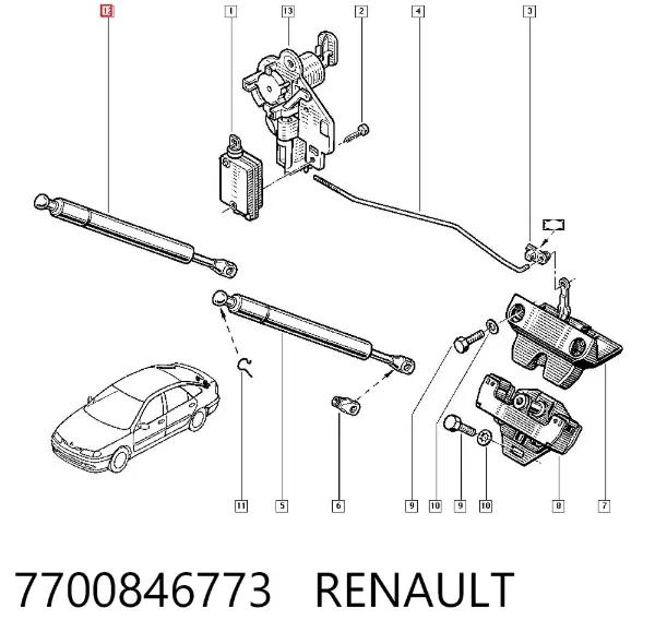 Амортизатор багажника 7700846773 Renault (RVI)