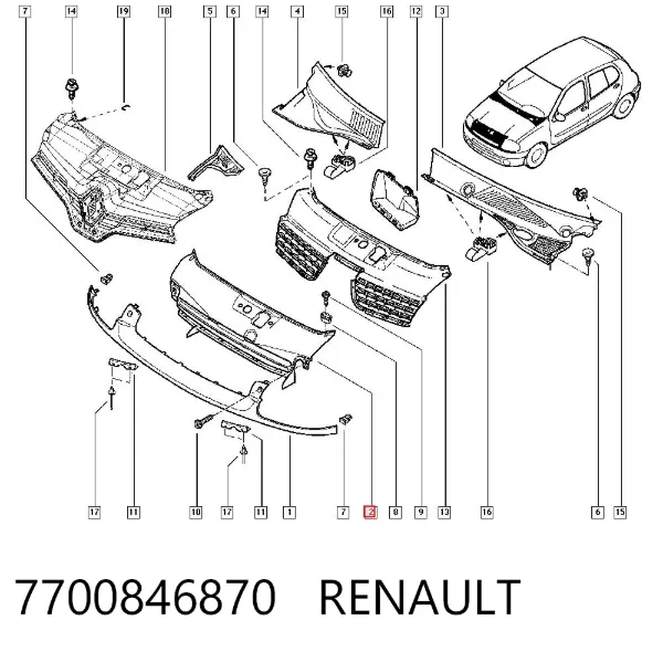 Решетка радиатора 7700846870 Renault (RVI)