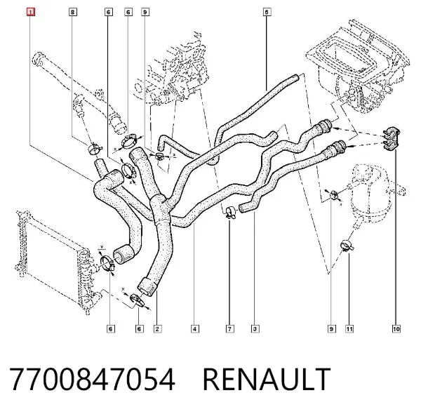 Патрубок радиатора 7700847054 Renault (RVI)