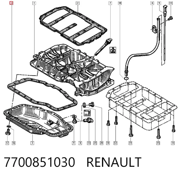Прокладка поддона картера 7700851030 Renault (RVI)