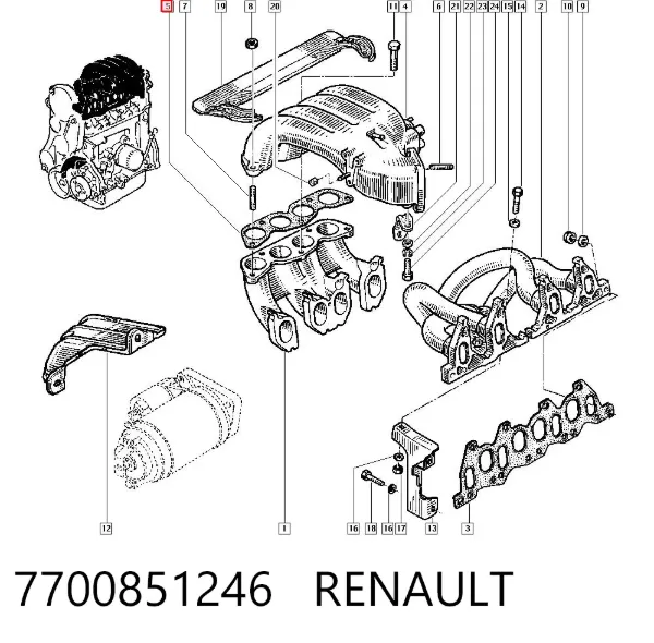 Прокладка впускного коллектора 7700851246 Renault (RVI)
