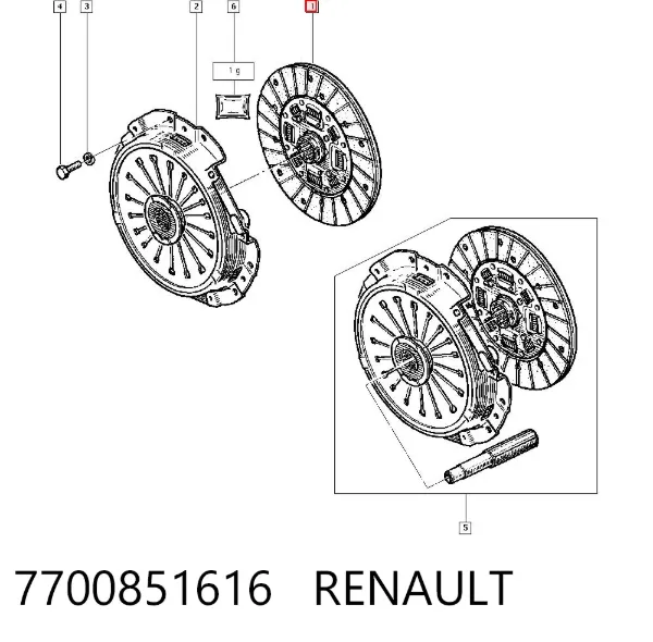 Диск сцепления 7700851616 Renault (RVI)