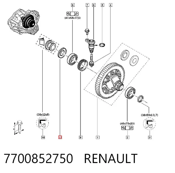 Шайба дифференциала переднего моста 7700852750 Renault (RVI)