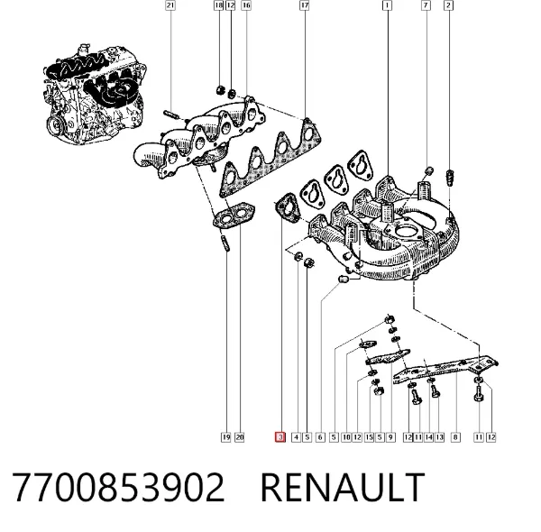 Прокладка впускного коллектора Renault Trafic I