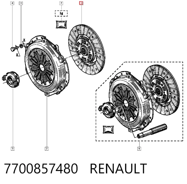 Диск сцепления 7700857480 Renault (RVI)