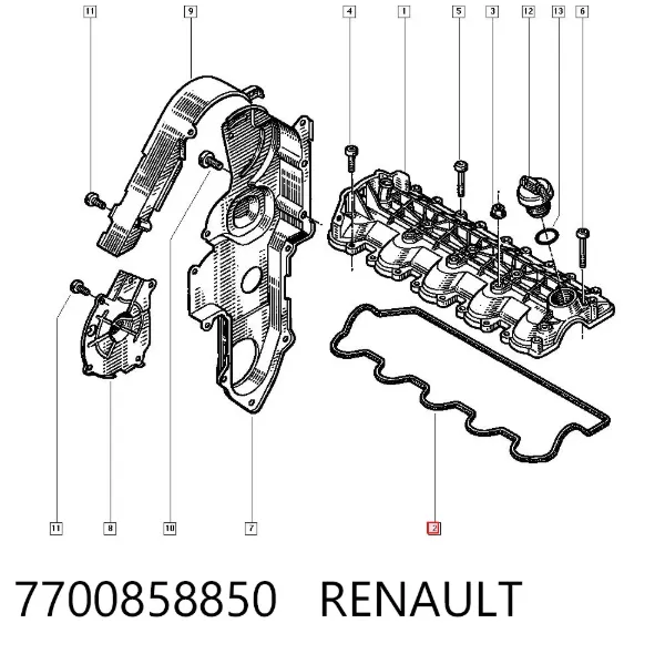 Прокладка клапанной крышки 7700858850 Renault (RVI)