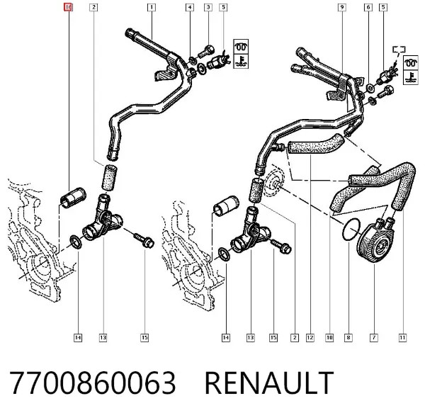 Фланец системы охлаждения 7700860063 Renault (RVI)