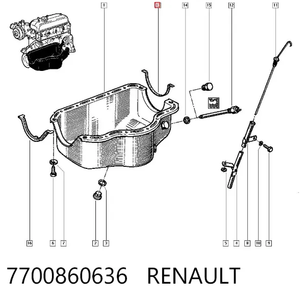 Прокладка поддона картера 7700860636 Renault (RVI)