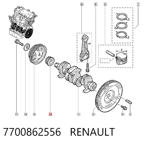 Звездочка привода коленвала 7700862556 Renault (RVI)