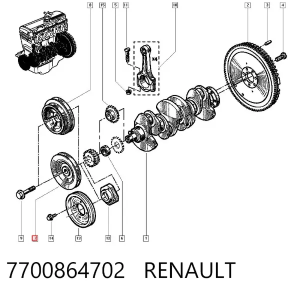 Шкив коленвала 7700864702 Renault (RVI)
