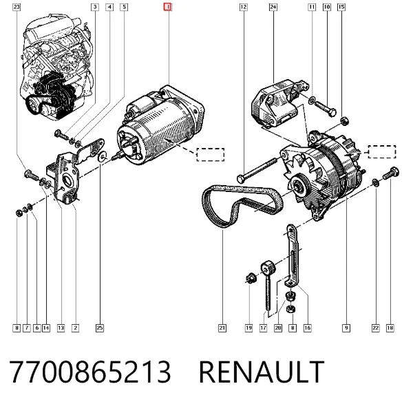 Стартер 7700865213 Renault (RVI)