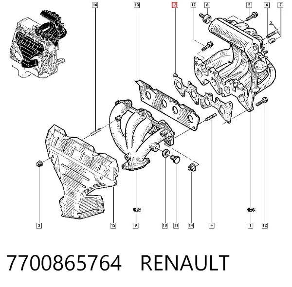 Прокладка впускного коллектора 7700865764 Renault (RVI)