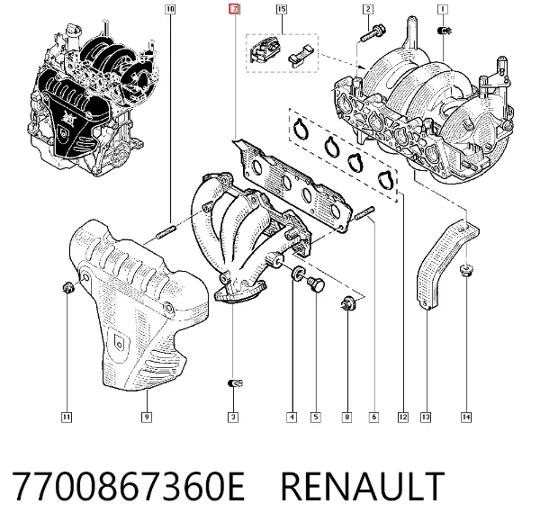 Прокладка коллектора 7700867360E Renault (RVI)
