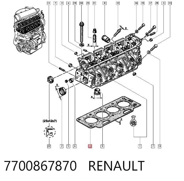Прокладка ГБЦ 7700867870 Renault (RVI)