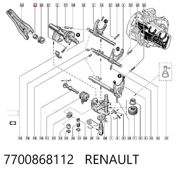 Втулка оси вилки сцепления 7700868112 Renault (RVI)