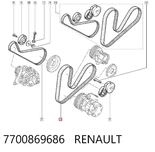 Ремень генератора 7700869686 Renault (RVI)