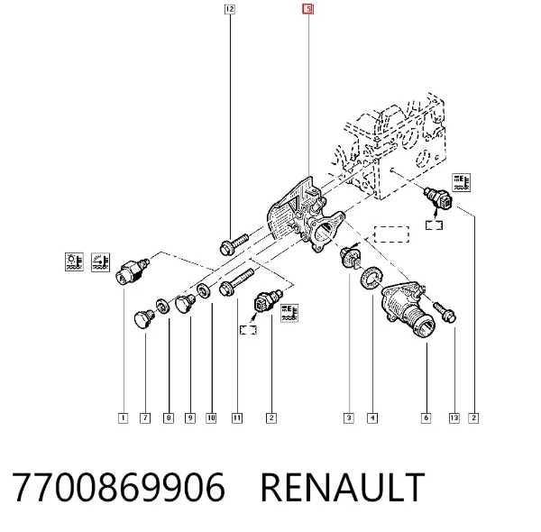 Корпус термостата 7700869906 Renault (RVI)