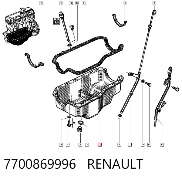 Поддон двигателя 7700869996 Renault (RVI)
