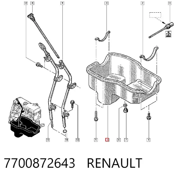 Поддон двигателя 7700872643 Renault (RVI)
