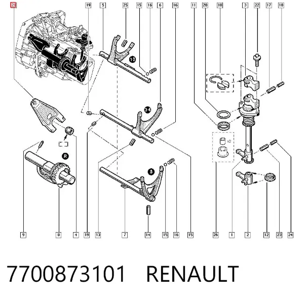 Вилка включения задней передачи 7700873101 Renault (RVI)