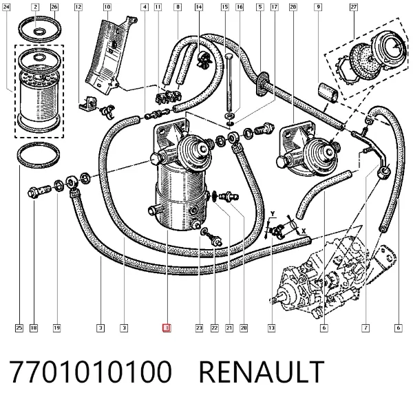 Топливный фильтр 7701010100 Renault (RVI)
