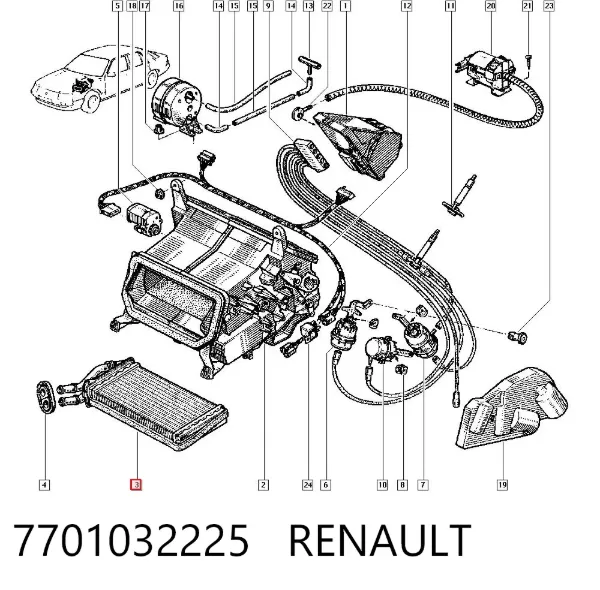Радиатор печки 7701032225 Renault (RVI)