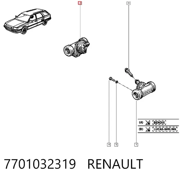 Цилиндр тормозной колесный 7701032319 Renault (RVI)