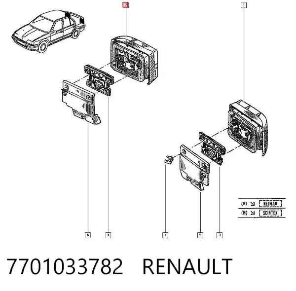 Стекло фонаря заднего правого 7701033782 Renault (RVI)