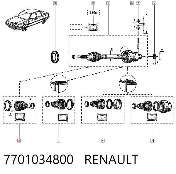 Пыльник ШРУСа наружный 7701034800 Renault (RVI)