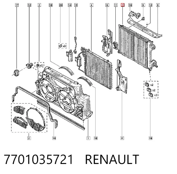 Радиатор 7701035721 Renault (RVI)