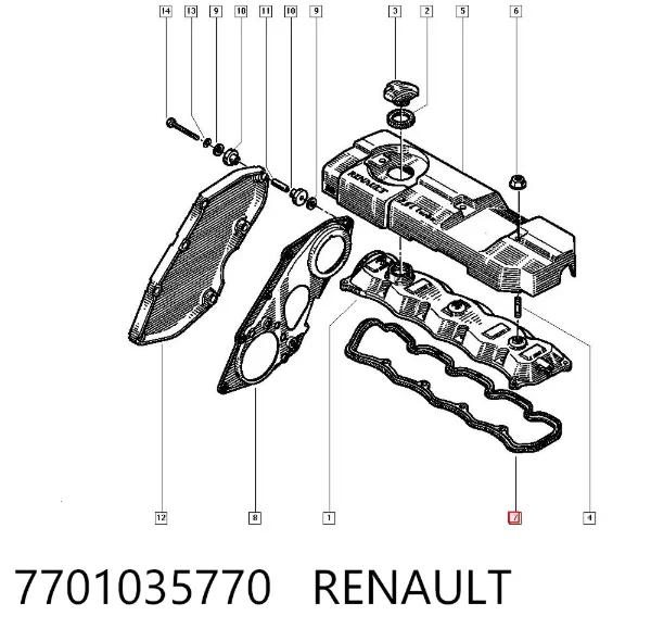 Прокладка клапанной крышки 7701035770 Renault (RVI)