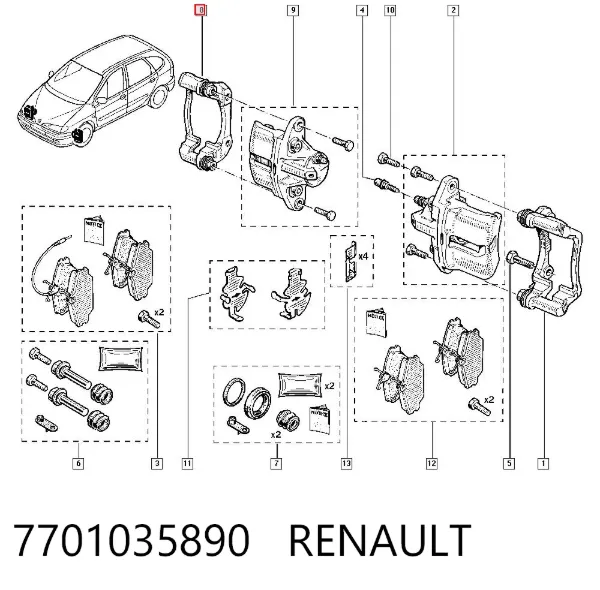 Скоба суппорта 7701035890 Renault (RVI)