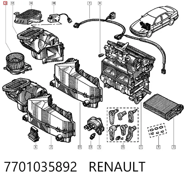 Вентилятор печки 7701035892 Renault (RVI)