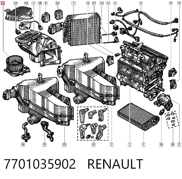 Вентилятор печки 7701035902 Renault (RVI)