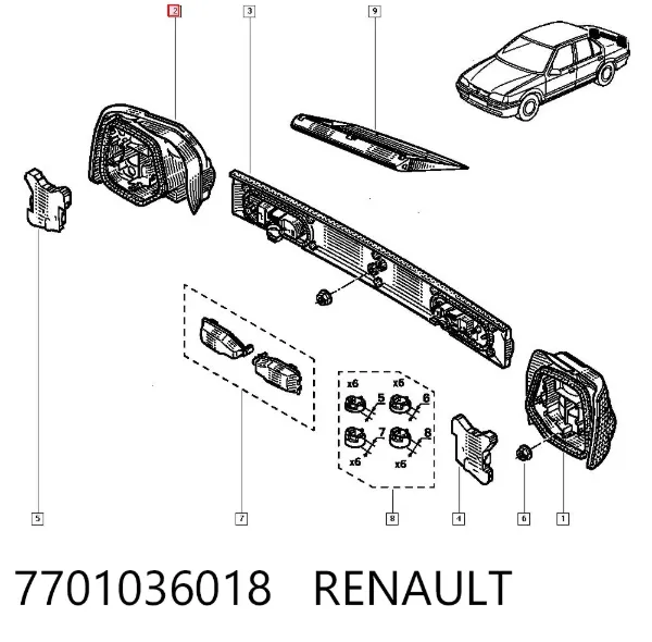 Задний фонарь 7701036018 Renault (RVI)
