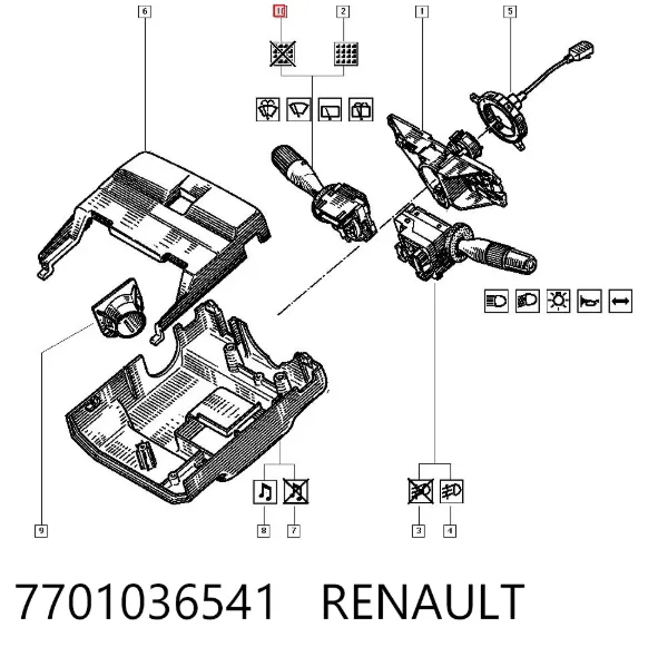 Правый подрулевой переключатель 7701036541 Renault (RVI)