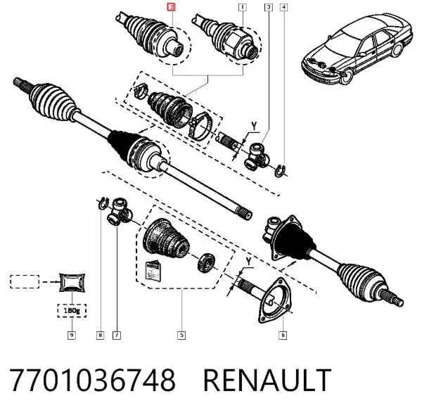 Пыльник ШРУСа внутренний 7701036748 Renault (RVI)