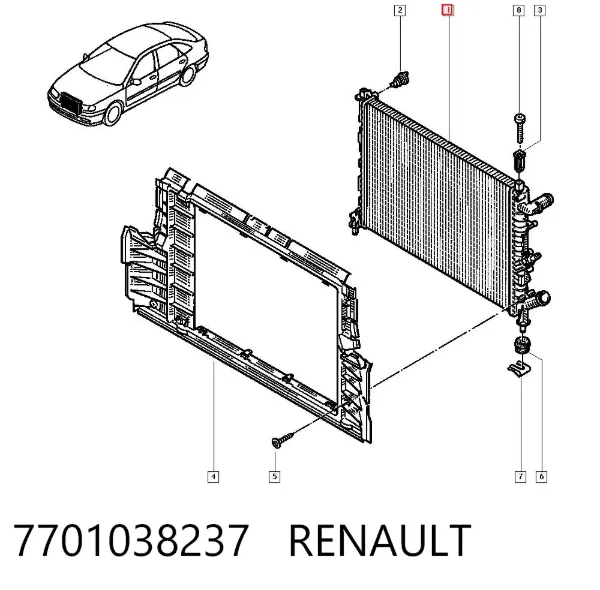 Радиатор 7701038237 Renault (RVI)
