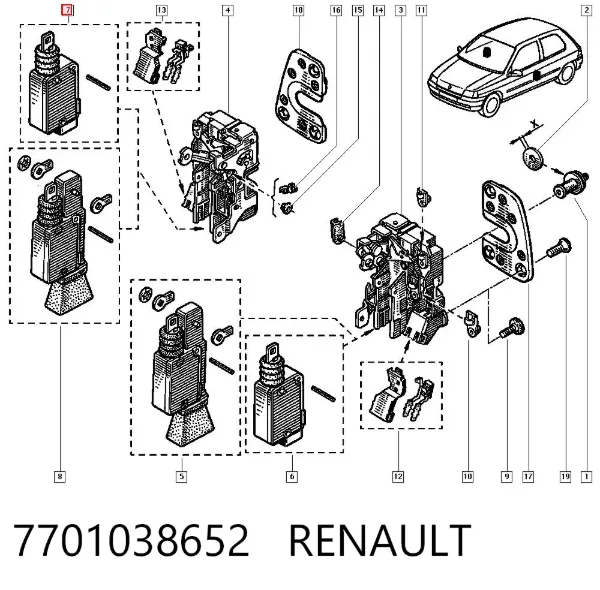 Привод замка передней двери 7701038652 Renault (RVI)