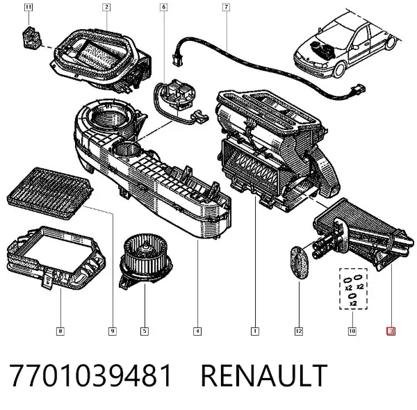 Радиатор печки 7701039481 Renault (RVI)