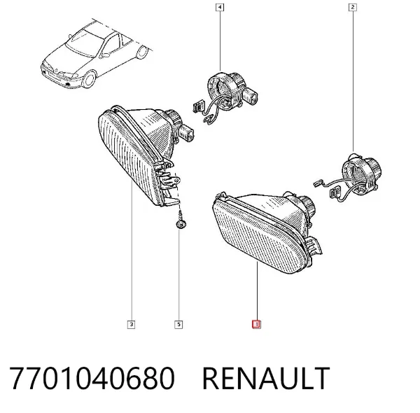 Фара противотуманная левая 7701040680 Renault (RVI)