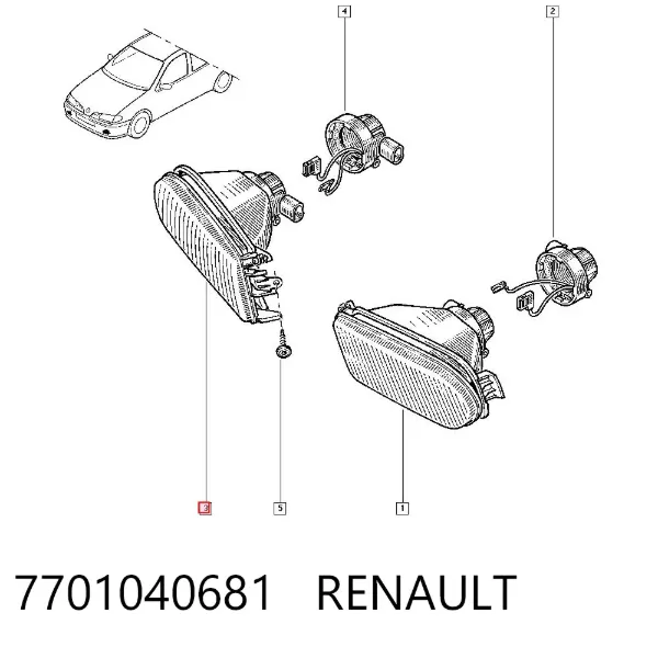 Фара противотуманная правая 7701040681 Renault (RVI)