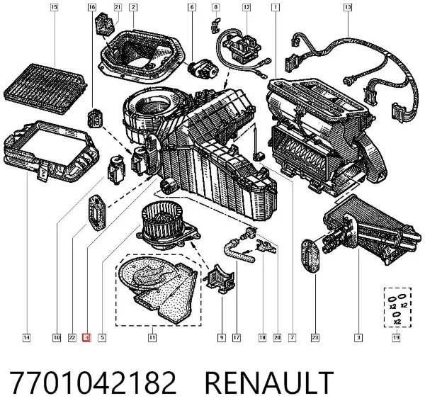 Испаритель кондиционера 7701042182 Renault (RVI)