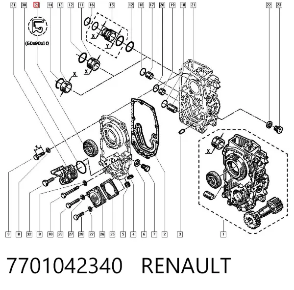 Сальник коленвала 7701042340 Renault (RVI)
