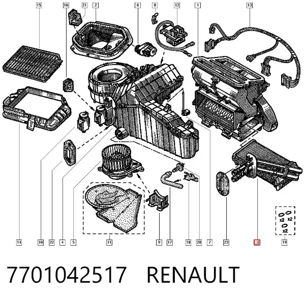 Радиатор печки 7701042517 Renault (RVI)